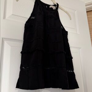 LOFT Black Sleeveless Lace Top